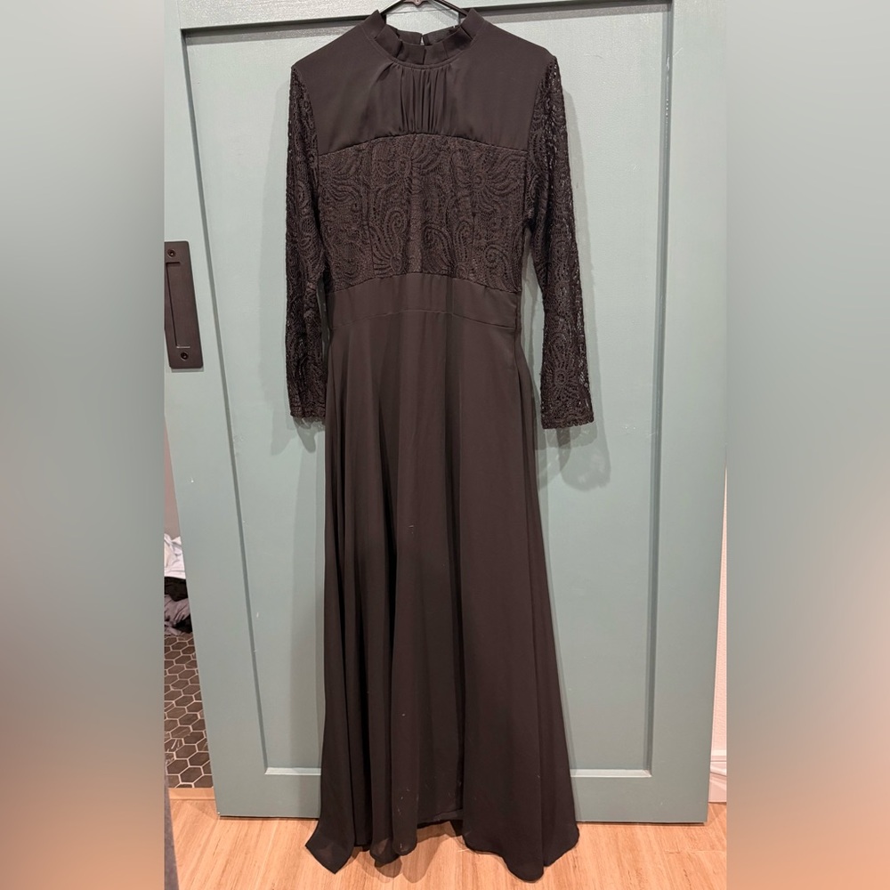 Vintage Elegant Lace Panel Black Dress
